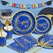 Graduation Decorations 2026-175 PCS Blue Gold Disposable Dinnerware Set, Congrats Grad Party Supplies w/Paper Plates Cups Napkins & Plastic Cutlery, Serves 25 for School College Class 2026